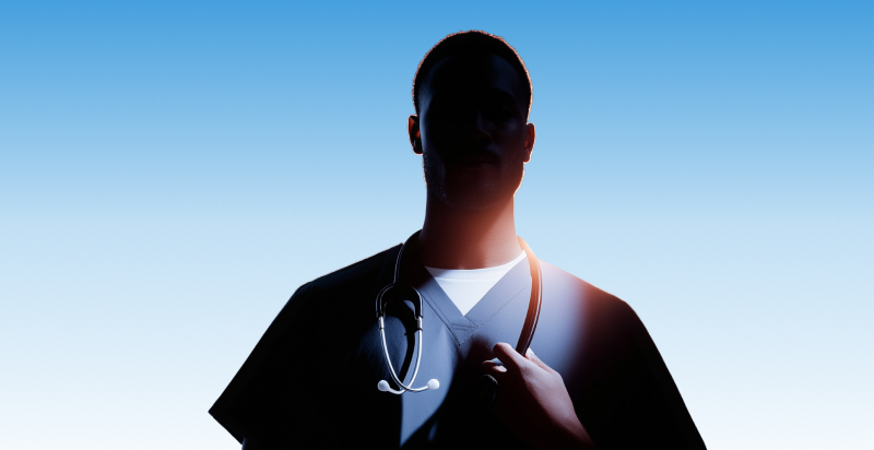 Doctor with hanging stethoscope from neck